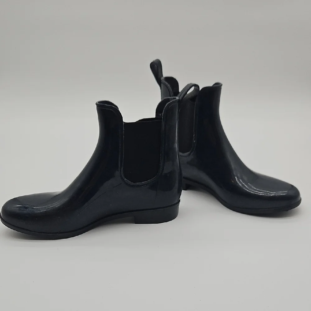 Nine West Glossy Navy Blue Slip On Rubber Boots